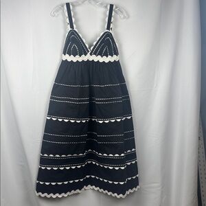 Sofie the Label Black White Scallop Trim Babydoll Dress Size S Pockets Cotton